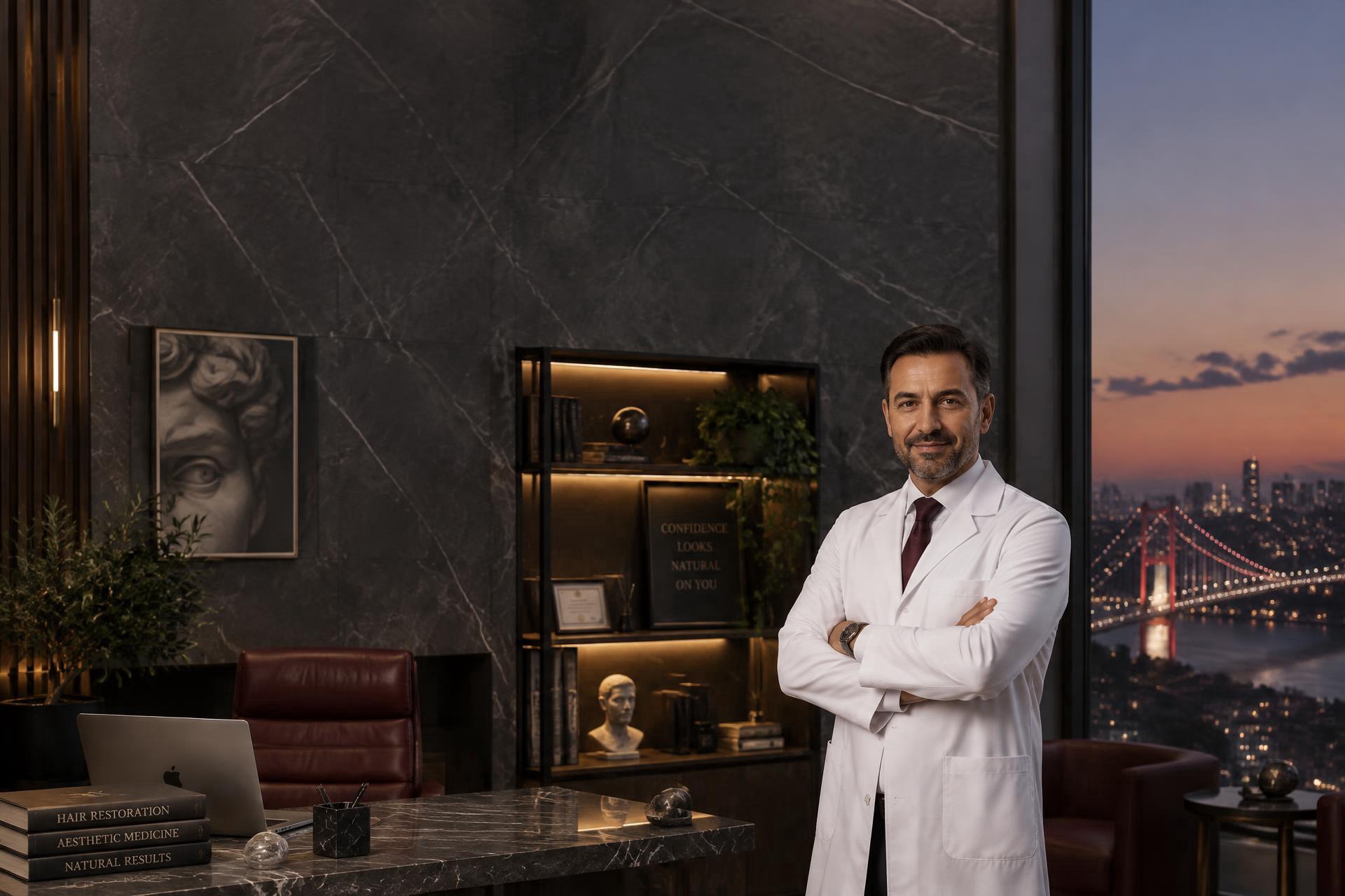Modern bir saç ekimi kliniğinde uzman hekim